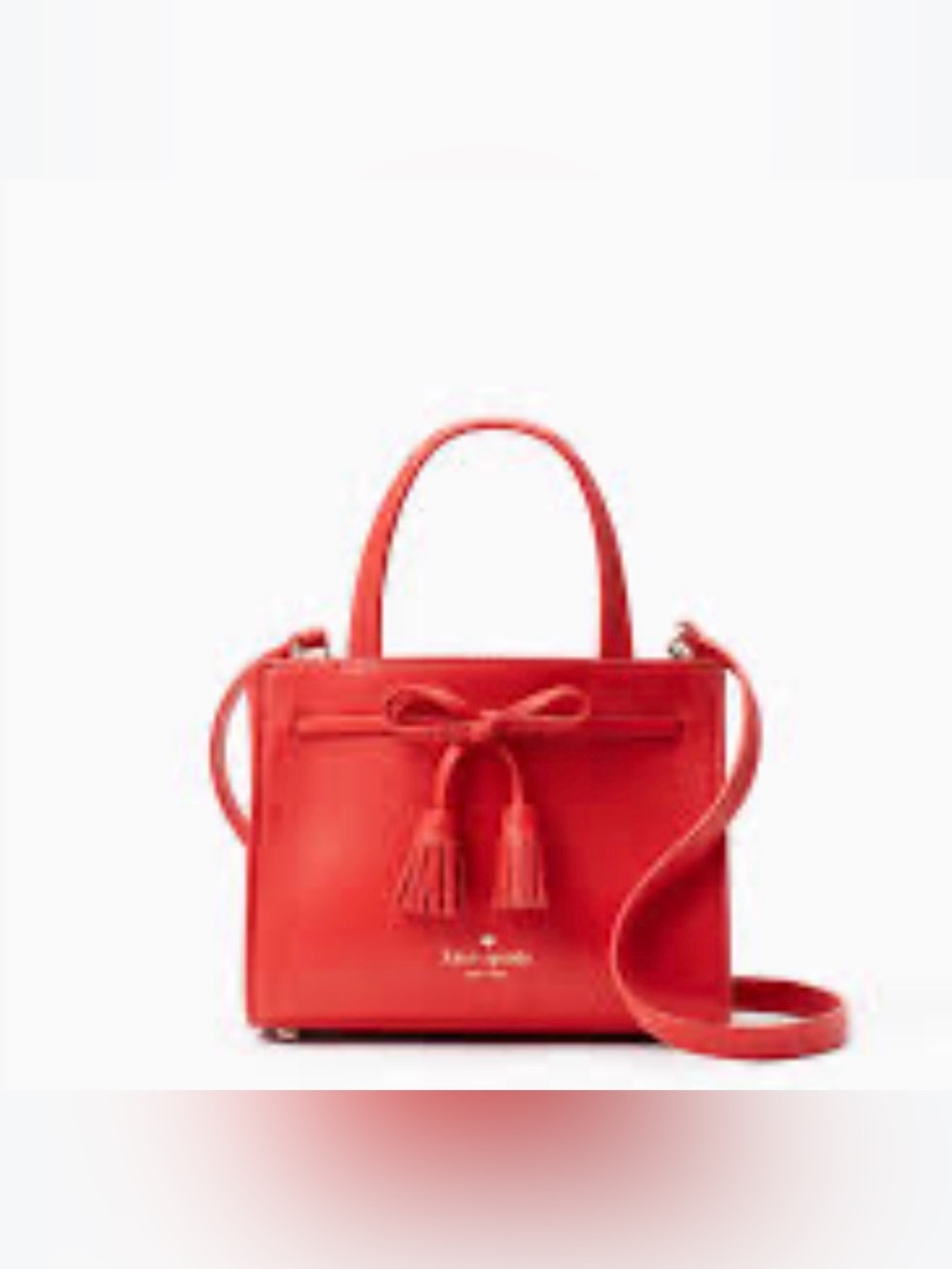kate spade Red Leather Tassel Satchel with Bow Detail